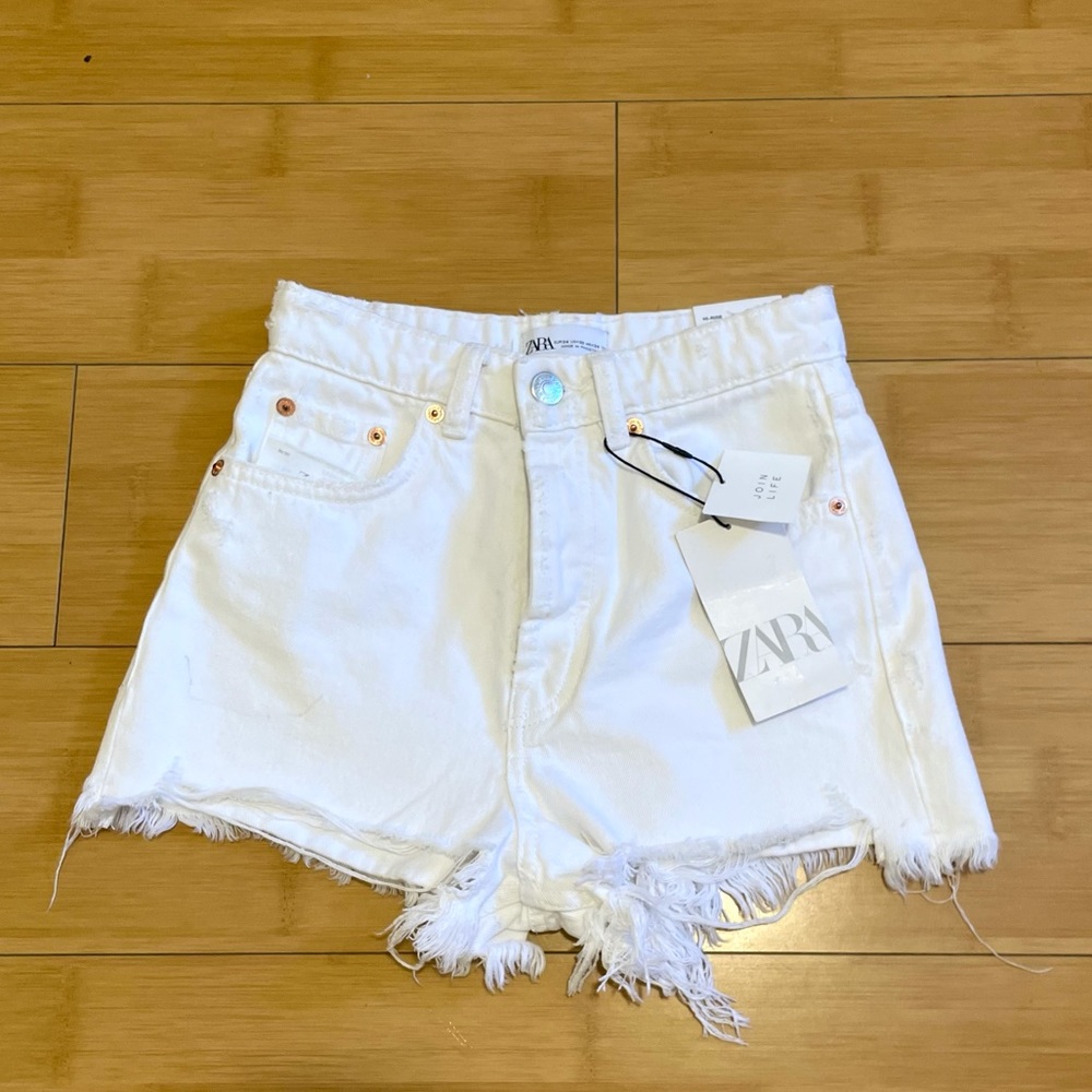 Zara White Denim Shorts